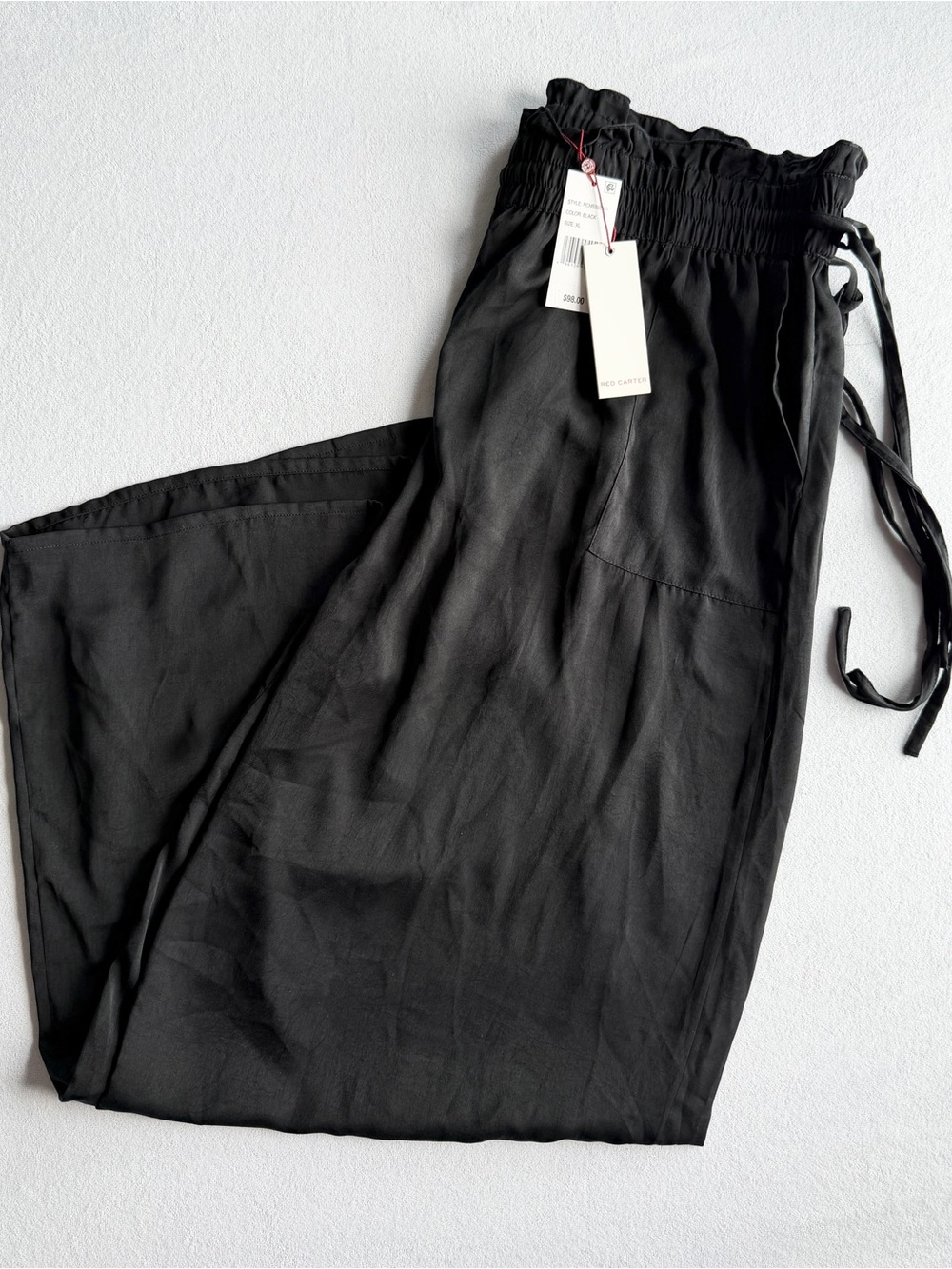 Red Carter Black Elastic Drawstring Wide Leg Pants